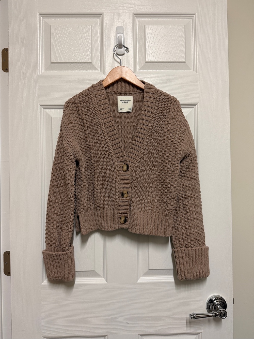 Abercrombie & Fitch Taupe Chunky Knit Button-Front Cardigan Sweater XXS